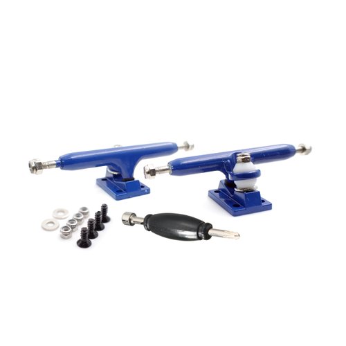 SPITBOARDS 34 mm Fingerboard Pro Trucks by, Real Lock Nuts, Rubber O-Ring Urethane Bushings, Optimised Hanger, Width 34 mm, for Fingerboard Tuning and Assembling (Blue)