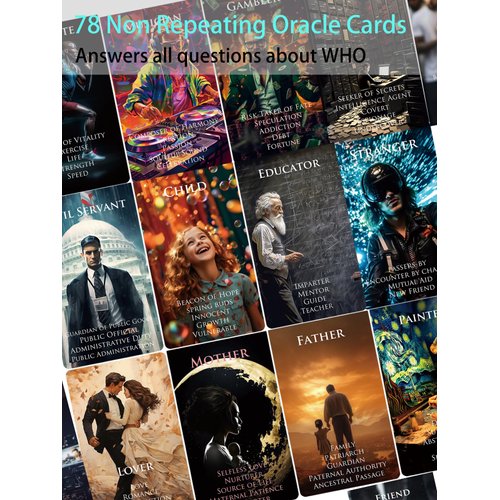Trikendou The Character Oracle Cards Deck - Tarot Cards for Who Questions, Beginner Oracle Deck, Foiled Oracle Cards with Meaning on Them -78 Role Cards