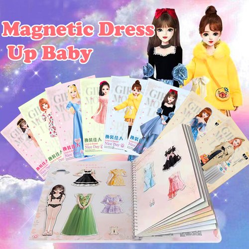 Daniel Axel Magnetic Princess Dress Up Paper Doll Pretend Play Toys Magnet People Clothes Puzzles Game for 3+ Year Old Girls Toddler,Preschool Learning Created Imagine Set Birthday Gift (F Set)