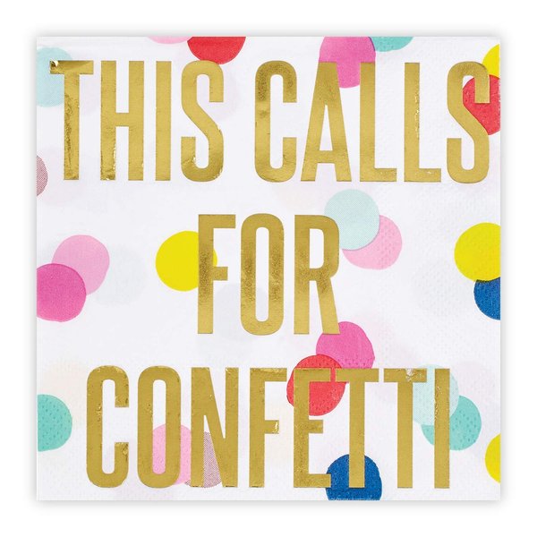 Slant Collections Cocktail Napkins Colorful Gold Foil Disposable Paper Party Napkins, 20-Count, Calls for Confetti