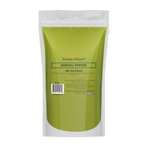8oz Moringa Powder - Raw Natural Keto, Vegan, Rich in Vitamin C - Recommended for Use in Food, Tea, Juice, or Coffee - Non-GMO, Gluten-Free - Originated in India