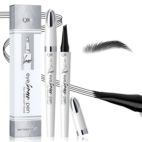 Chbgutlmr 4-tip Microblade Eyebrow Pencil, 2024 New 3D Waterproof Eyebrow Contour Pen, Long-Lasting Natural Fine Line Magic Eyebrow Pencil (Black)