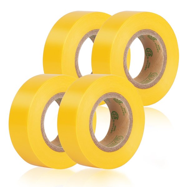 GEYYANG Yellow Electrical Tape, Professional UL Approved, 4 Pack Multipurpose Electrical Tape for Home Improvement Electrical Equipment, 0.7in X 33ft PVC Electric Tape