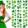 10PCS St. Patrick's Day Face Tattoos for Kids Shamrock Patterned Tattoos Irish Clover Watercolour Makeup Tattoo Stickers Fake Tattoos for Saint Patricks Day Party Supplies
