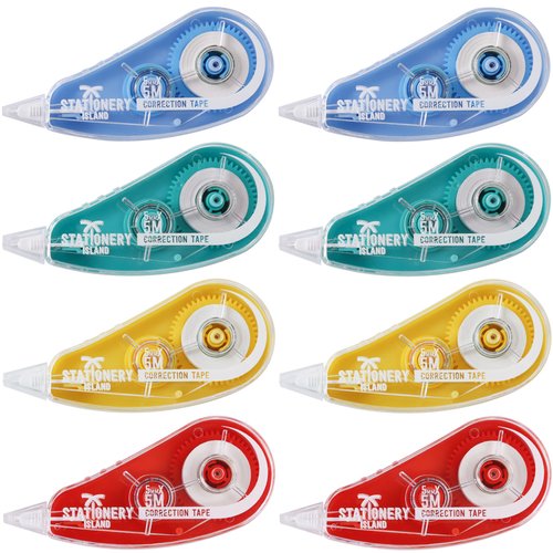 STATIONERY ISLAND White Out Correction Tape Pocket Roller Whiteout Mouse Erase Tape for Note Taking, Marking, Crafting, Bullet Journal – 5m x 5mm (16.4ft x 0.2") Pack of 8