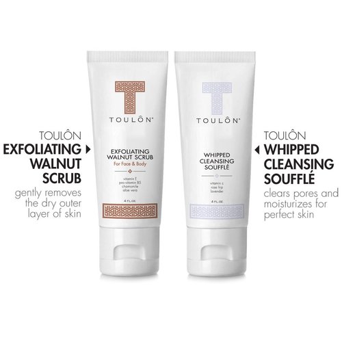 Exfoliating Scrub Set - Body Scrub Set - Skin Care Gift Set for Women & Men - Natural Spa Bath and Shower Kit with Exfoliating Walnut Body & Face Scrub & Anti Aging Face Cleanser for Gentle Face Wash