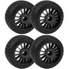 HIRCQOO 80mm/3.14" Rubber Tires & Plastic Wheel Rims 2.2 Inch 12mm Hex Hub Compatible with 1/10 HPI WR8 Off-Road Rally 1/14 WLtoys 124019 144001 1/16 Redcat Volcano RC Buggy (Black)