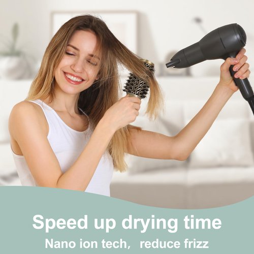 Round Brush for Blow Out,Boar Bristle Round Hair Brushes for Women Bangs,Round Curly Hair Roller Brush for Blow Drying,Nano Thermal Ceramic & Ionic Tech(2.9 inch,Barrel 1.7inch,45mm)