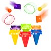 Carnival Outdoor Indoor Game for Kids Ages 4 5 6 7 8 9 10 11 12 and Up with LED Lights – 30 PCS Ring Toss, Cornhole Bean Bags, Plastic Cone Toss – Perfect for Birthday Parties & Night Play