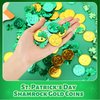 AUGSUN St. Patrick's Day Decorations Shamrock Coins, 60 Pieces Gold Green Good Lucky Coins Plastic Irish 3-Leaf Clover Leprechaun Coin for St Patricks Day Decorations Party Supplies Favors