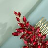 BERYUAN Wedding Hair Comb, Metal Women Girls Bridal Red Crystal Rhinestone Teardrop Headpiece Hair Accessories for Brides Bridesmaid