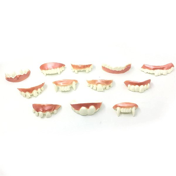 senlinlv 12Pcs Fake Teeth Funny Fake Teeth Ugly Fake Teeth Bob Teeth Vampire Denture Teeth Halloween Decoration Props Costume Party Funny Gag Gift (White Teeth)