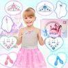 Princess Dress Up Clothes for Little Girls Toddlers, Princess Costume Set with Princess Cape, Tutu, Crown, Shoes, Play Jewelry, Kids Pretend Play & Dress Up Princess Toys & Gifts for Girls Toddlers