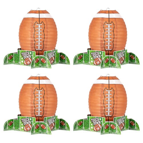 YHNTGB 4 Set 12'' Football Lanterns Paper Lantern Set Football Party centerpieces for Table Sports Game Football Kids Birthday Party Supplies Creative Football Party Decorations