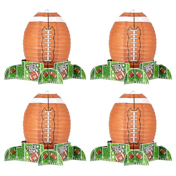 YHNTGB 4 Set 12'' Football Lanterns Paper Lantern Set Football Party centerpieces for Table Sports Game Football Kids Birthday Party Supplies Creative Football Party Decorations