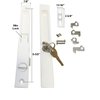 TechnologyLK Sliding Glass Door Handle Set, Keyed, Flush Mount, with Nite-Lock and Five Hook Assortment, White, 6-5/8" Screw Holes