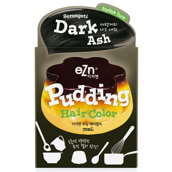eZn Pudding Hair Dye Ammonia Free Semi-Permanent Self Hair Dye DIY Kit included contain Keratin Made in Korea Beauty (Serengeti Dark Ash)