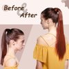 FAAAL 20" Ponytail Extension Human Hair #350 Copper Red Clip in Ponytail Hair Extension 95g Straight Remy Human Hair Wrap Around Ponytail for Women