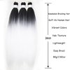Zifeiya Black and White Braiding Hair Pre Stretched Ombre 24inch 3pcs Knotless Braiding Hair Extensions for Braids Ombre Pre Stretched Braiding Hair (1bwhite)