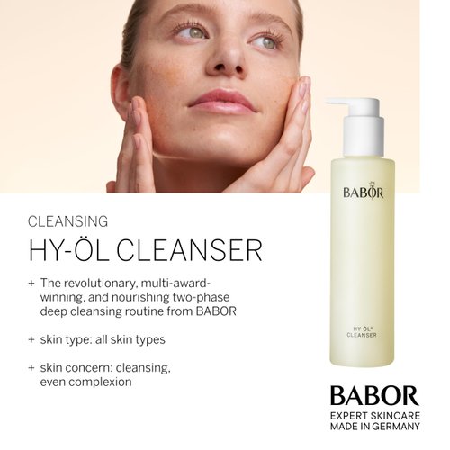 BABOR HY-OL Cleanser, Facial Oil Cleanser, Gentle Cleansing Oil Removes Make Up & Impurities, Safe For Sensitive Skin Promoting Healthy Skin Barrier, 6.7 oz