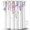 BECAN Floral Shower Curtain, Purple Wisteria Flower Polyester Fabric Waterproof Layer Thickening Shower Curtain 72X72Inches