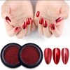 Red Chrome Nail Powder Nail Mirror Glitter Powder Holographic Magic Metallic Mirror Effect Manicure Glitter Pigment Dust Decorations with Tool（2 Boxes）