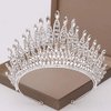 KODENG Trendy Silver Color Rhinestone Crystal Queen Big Crown Bridal Wedding Tiara Women Beauty pageant Bridal Hair Accessories Jewelry (Silver)