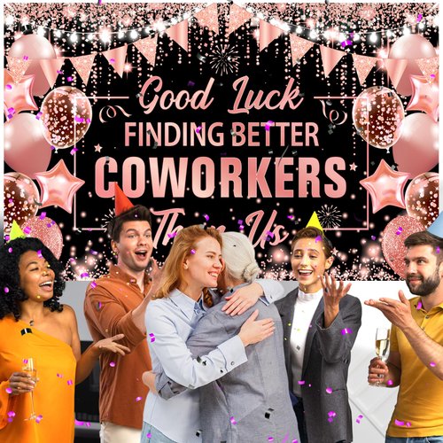 Rose Gold Coworker Leaving Party Decorations Banner Going Away Party Decorations Good Luck Finding Better Coworkers Than Us Banner Farewell Party Backdrop for Coworker Office Leaving Goodbye Party