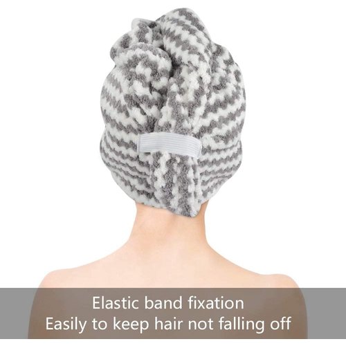 VIVOTE Microfiber Hair Towel Wrap Anti Frizz Hair Turban Hair Drying Towel for Women Wet Hair Absorbent Hair Towel Wrap Head Wrap After Shower 10 x 25.5Inch 3Pack Gray