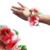 Hawaiian Leis Flower Headband Wristbands Tropical Hawaii Luau Leaf Necklace Bracelets Hair Hoops Wreath Women Headpiece Hair Bands Cosplay Costume Summer Beach Vacation Pool Party Decoration 24 Pack