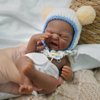 Crying Baby Reborn Baby Doll Black,7" Silicone Doll Mini Realistic Newborn Baby Dolls Silicone Full Body Stress Relief with Feeding Accessories Gift Box-Boy