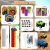 BenLouis 96Pcs Monster Truck Party Favors Truck Car Birthday Stampers Stickers School Stationery Set Bulk for Kids wheels party Race Car Themed Party Goodie Bag Stuffers Pinata Filler Supplies