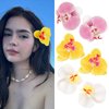 6pcs Orchid Flower Hair Clips for Women,Hawaiian Bohemian Butterfly Orchid Hair Barrettes for Summer,Beach Party,Photo-shoot Boho Hair Clip Flower Hair Accessories for Women Girls (B)