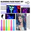 Glow in The Dark Face Body Paint Crayons Kit,Neon Fluorescent Luminous Face Crayons for Kid,Washable Painting Crayons for Mardi Gras Halloween Masquerades Makeup