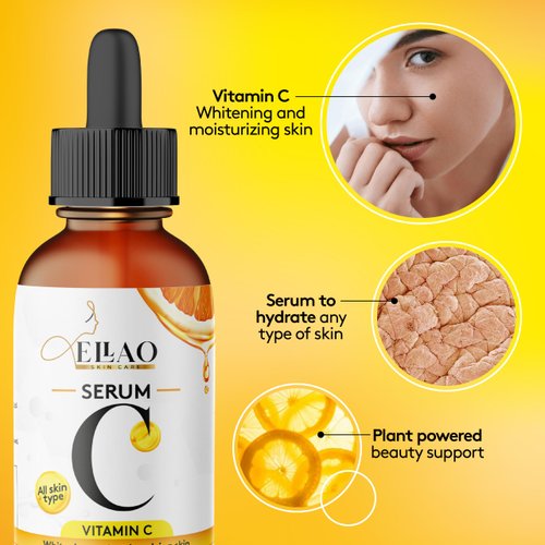 Ellao Vitamin C Serum for Face – Anti Aging Face with Vitamin C, Hyaluronic Acid, Vitamin E – Brightening Serum for Dark Spots, Even Skin Tone, Fine Lines & Wrinkles, 1 Fl Oz