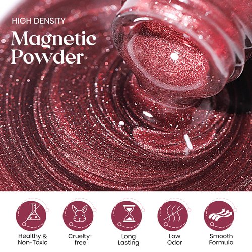 MIZHSE Cat Eye Gel Nail Polish: Red Magnetic Gel Polish with Magnet Stick, Maillard Style Magic Effect Galaxy Shimmer Glitter Holographic Nail Gel Soak Off Nail Art Salon Manicure Home