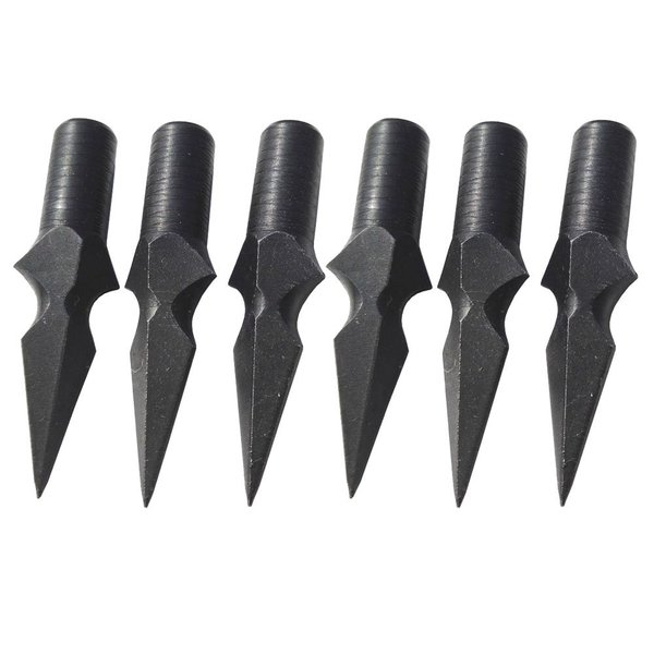 AMEYXGS 6pcs Traditional Hunting Broadheads Archery Glue on Arrowheads for Wooden Bamboo Arrows for 8mm Bamboo Wood Arrows (Black02)