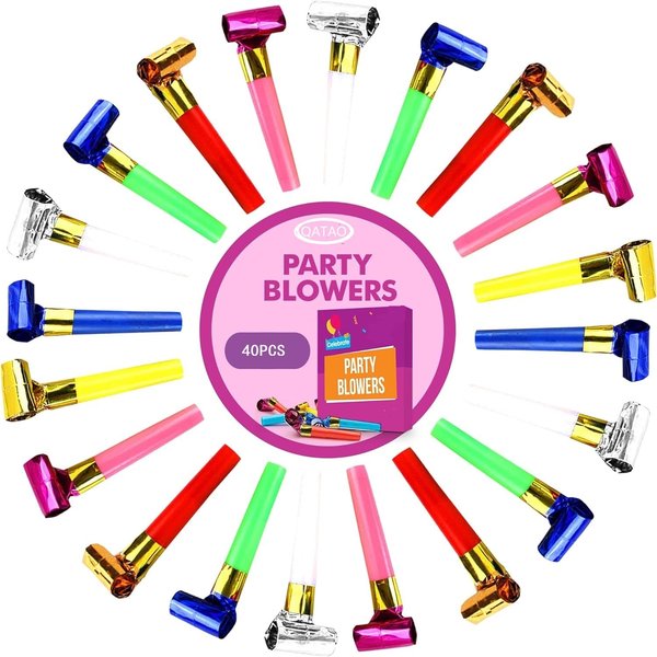 40pcs Party Blowers,Colourful Noisemakers Party Blowouts Squawkers Fringed Noise Maker,Birthday Noisemakers Birthday Blow Horns Party Whistles (40Pcs)