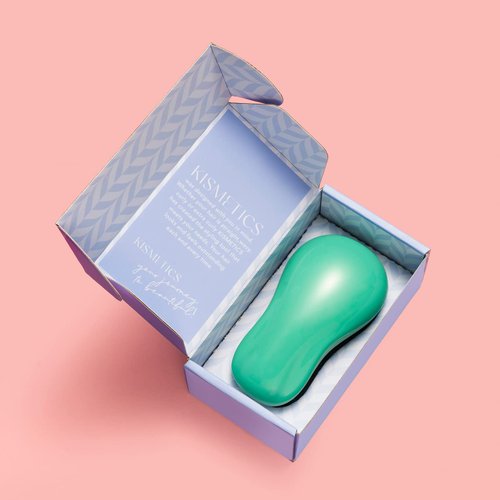 KISMETICS - Hand Grip Brush, Gentle Detangling, Detangler Hair Brush for All Hair Types. For use on Wet or Dry Hair (Aqua)