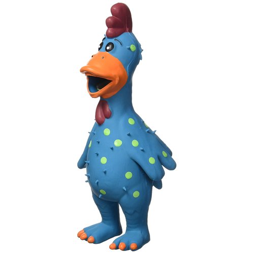 Multipet's 11.5-Inch Latex Polka Dot Globken Chicken Dog Toy, Assorted Color - 1 Count
