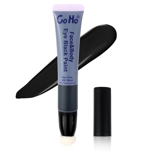Go Ho Black Face Paint,Easy-to-Use Oil Based Black Face Paint Stick,Waterproof Black Face Body Paint for Halloween Cosplay Zombie Skeleton Clown Goth Makeup,Eye Black For Sports