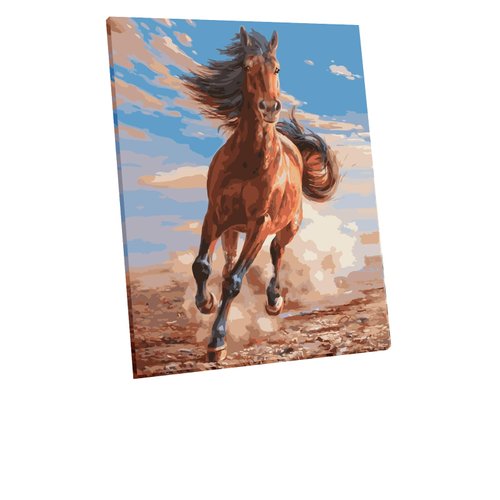 JingZhouYang Paint by Numbers for Kids & Adults & Beginner Painting Gift Kits - L 16"×W 12" Running Horse Painting Kits with Wooden Framed