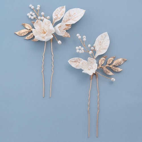 2Pcs Wedding Hair Pins Bridal Hair Accessories Gold