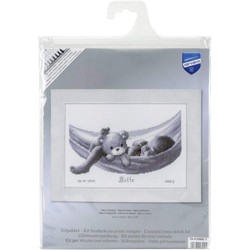 Vervaco Counted Cross Stitch Kit Baby in Hammock 10.8" x 7.6"