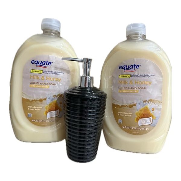 Liquid Hand Soap- with moisturizers (2pk- 100 fl ozs) ~complimentary dispenser (Milk & Honey)