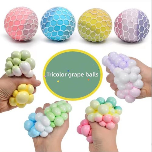 Dhjrefhhd 1Pcs Colored Soft Grape Mesh Pressure Balls Squeeze Change Color Balls Stress Relieve Sensory Squishy Balls Hand Exercise Bouncy Balls. (Purple or Randomly Color)