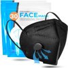 Face mask black disposabe with breathing valve 30 pack | black face masks for men and woman 5 layer non-woven | disposable face mask for protection | sport breathable face mask lightweight