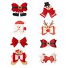 HIPIHOM 8Pcs Christmas Hair Clip Santa Gingerbread Reindeer Hair Barrettes Gift Wrap Bows Cute Christmas Hair Accessories