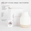 Essential Oil Diffuser Lamp, White Ceramic + Wood, Ultrasonic 180ml, Whispersoft, 4 Timers + 5 Light Settings, Auto Shut Off, Home + Office, Humidifier Air Purifier Aromatherapy