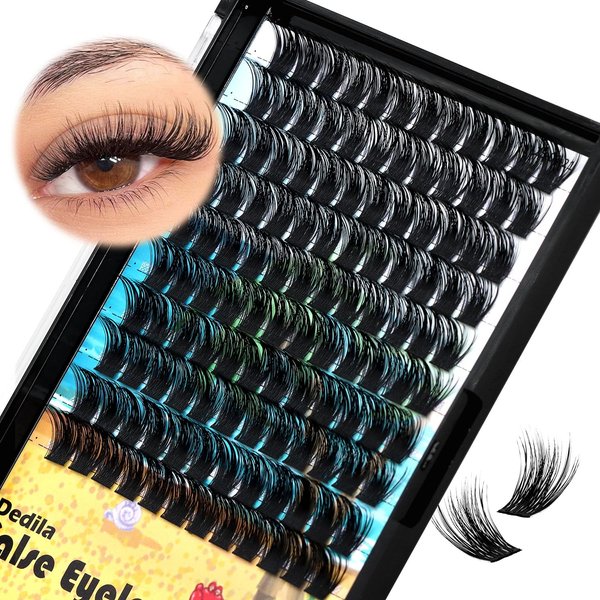 Dedila120Pcs 8-20mm Available Handmade D Curl Wide Stem Individual False Eyelashes Cluster Eyelash Extensions Dramatic Look Volume Eye Lashes Set Home DIY Lashes (16mm)